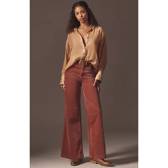 Anthropologie Pilcro The Icon Flare Corduroy Pants Rust Burnt Orange NWT Size 31 - Picture 1 of 5